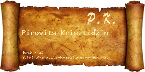 Pirovits Krisztián névjegykártya